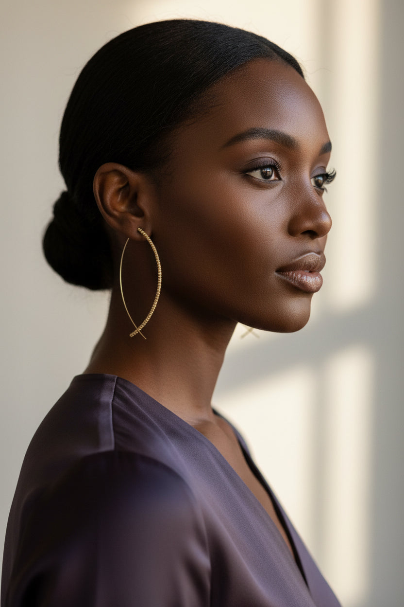18K yellow gold half loop earrings = A Love Letter in Gold